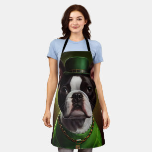Tablier Chien Boston Terrier en robe de la Saint-Patrick