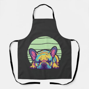 Tablier chien bouledogue français coloré endormi