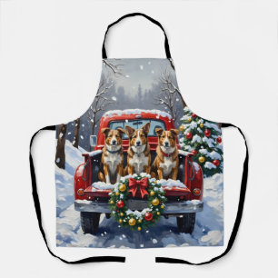 Tablier Chien Bouvier Australien Camion Rouge de Noël Fête