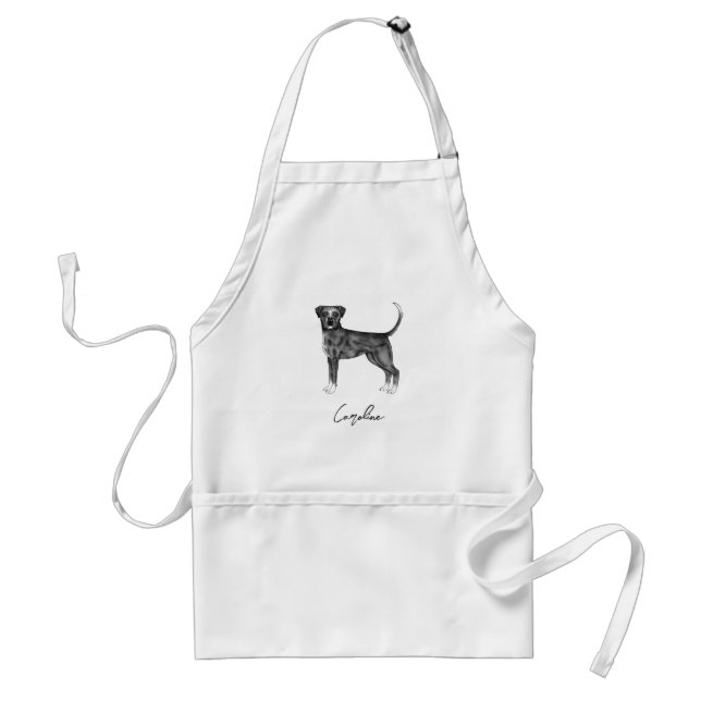 Tablier Chien Boxer Allemand En Noir Et Blanc & Nom Person (Devant)