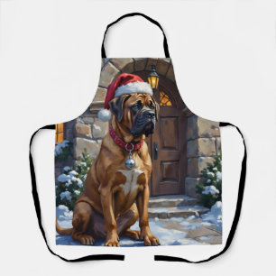Tablier Chien Bullmastiff Gardien du Manoir de Noël Art