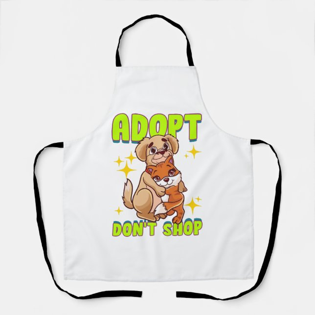 Tablier Chien Chat Mignon Adopter Ne magasinez pas (Recto)