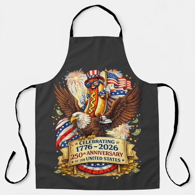 Tablier Chien Chaud Drôle Chevauchant Aigle 250e Anniversa (Recto)