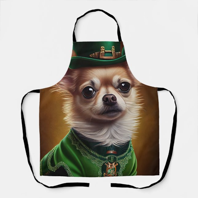 Tablier Chien Chihuahua en tenue de la Saint-Patrick (Recto)