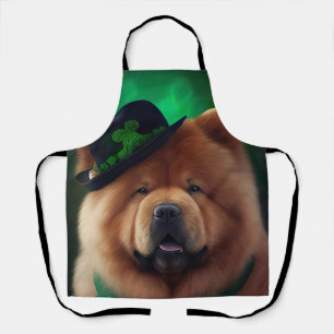 Tablier Chien Chow Chow en tenue de la Saint-Patrick