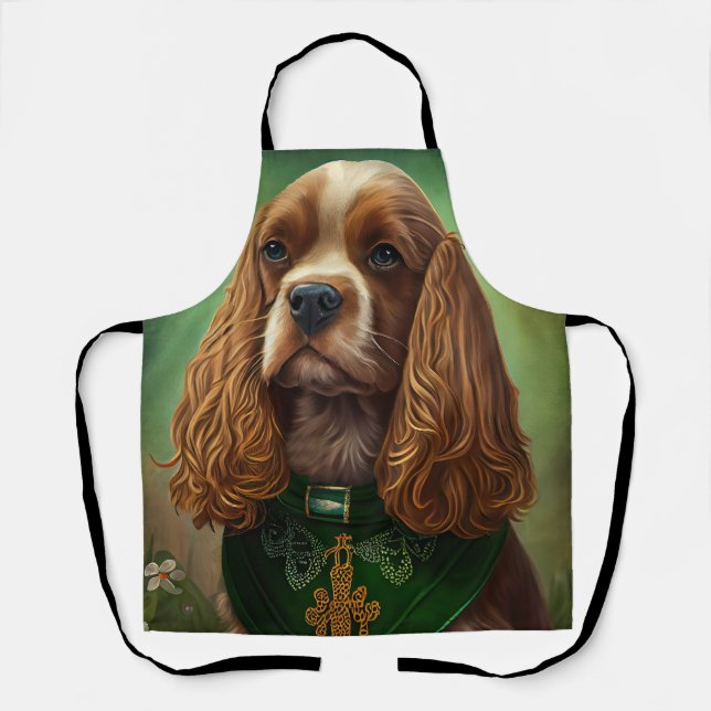 Tablier Chien Cocker Spaniel en tenue de la Saint-Patrick (Recto)