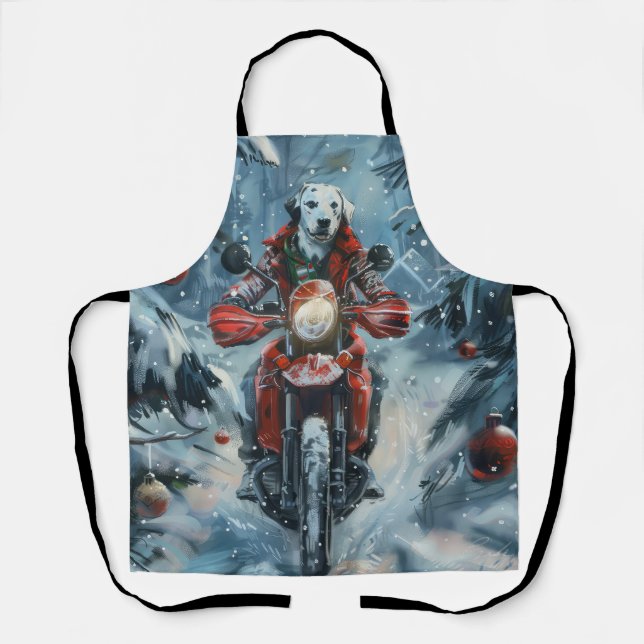 Tablier Chien Dalmatien à moto Noël (Recto)