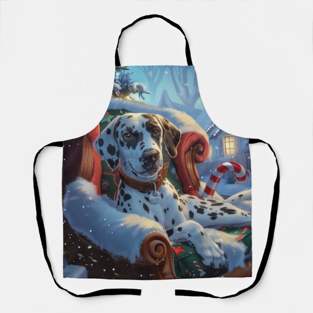 Tablier Chien Dalmatien Noël Festif (Recto)