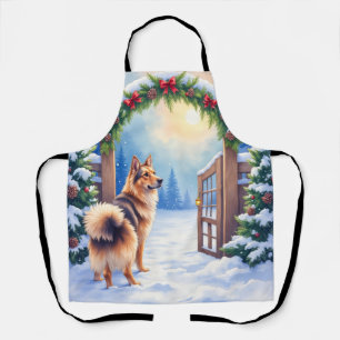 Tablier Chien de berger d'Asie centrale Porte enneigée Art