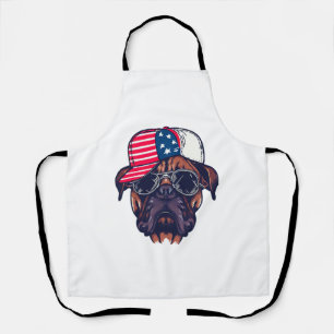 Tablier Chien de boîte portant blanc rouge bleu