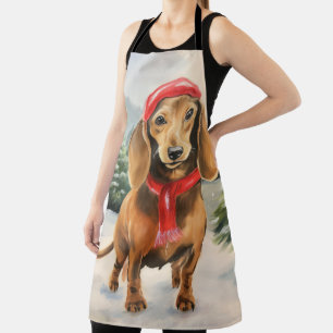 Tablier Chien de Dachshund à Noël de neige