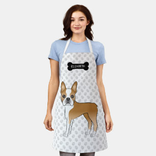 Tablier Chien de dessin animé Boston Terrier Fawn & Os, Pa