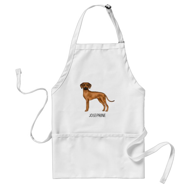 Tablier Chien de dessin animé Rhodesian Ridgeback avec nom (Devant)