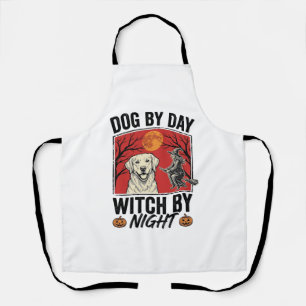 Tablier Chien de Jour Sorcière de Nuit Vintage Halloween C