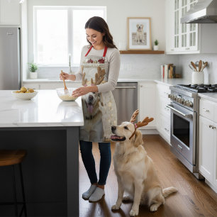 Tablier Chien de Noël Chef privé Nom photo personnalisé