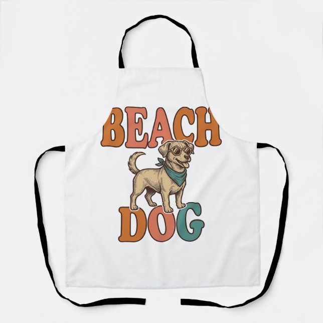 Tablier Chien de plage gravure vintage conception graphiqu (Recto)