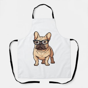 Tablier Chien de taureau français portant des lunettes