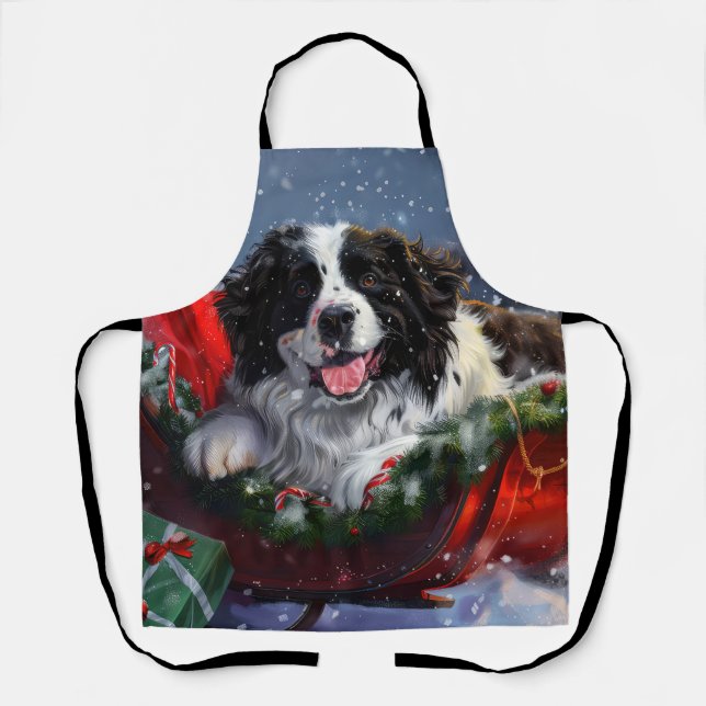 Tablier Chien de Terre-Neuve Noël Festif (Recto)