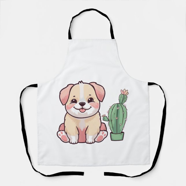 Tablier Chien doux avec Cactus (Recto)