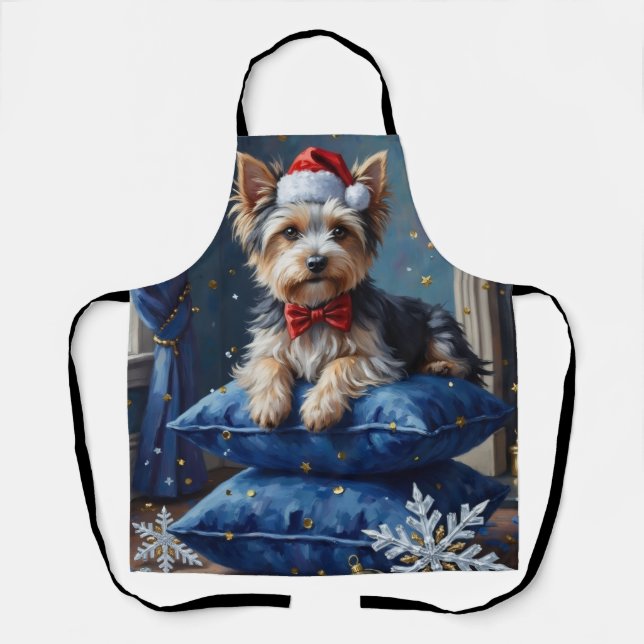 Tablier Chien élégant Biewer Terrier Velvet Noël (Recto)