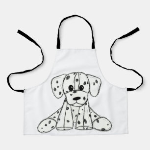 Tablier Chien en dalmate dessin simple noir
