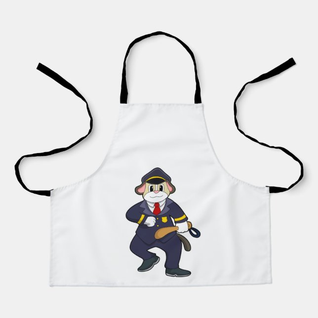 Tablier Chien en policier avec uniforme de police (Recto)