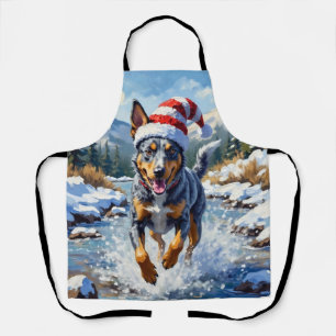 Tablier Chien énergique Blue Heeler Ruisseau d'hiver Noël