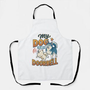 Tablier Chien Est Sonnette Aboie Blanc Bleu_1