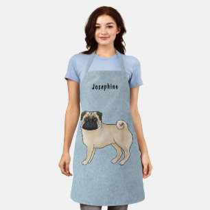 Tablier Chien Fawn Pug Chien de dessin animé mignon avec l