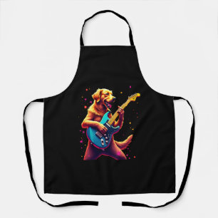 Tablier Chien Golden Retriever Jouant de la Guitare Électr