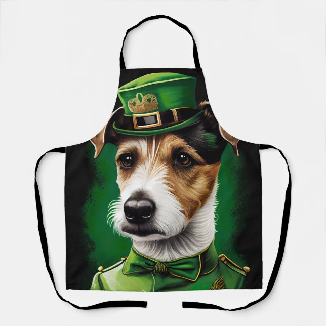 Tablier Chien Jack Russell en robe de la Saint-Patrick (Recto)