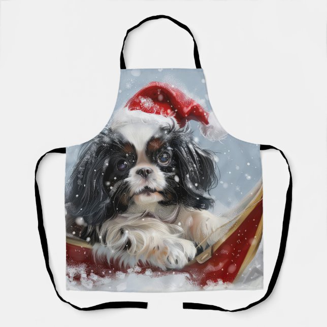 Tablier Chien Japonais Chin Noël Fête (Recto)