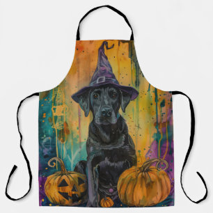 Tablier Chien labrador effrayant Halloween sorcière et cit