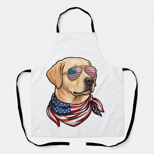 Tablier Chien Lunettes de soleil Bandana Drapeau Usa (Recto)