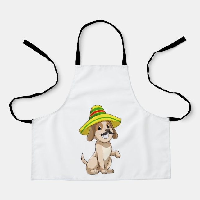 Tablier Chien mexicain avec casquette de paille (Recto)