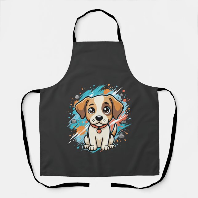 Tablier Chien mignon éclaboussure de peinture art vectorie (Recto)