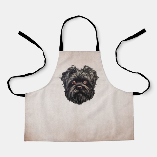 Tablier Chien noir Affenpinscher (Recto)