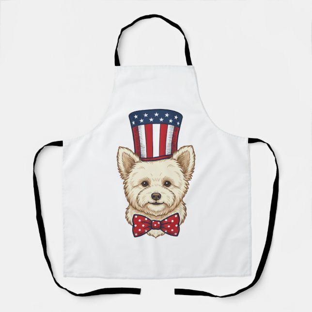 Tablier Chien Patriotique Haut-de-Forme Design Vectoriel V (Recto)