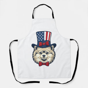 Tablier Chien Patriotique Tête Gravure Vintage Design Vect