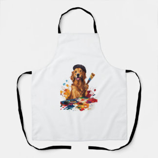 Tablier Chien peintre � Chien artistique avec chevalet