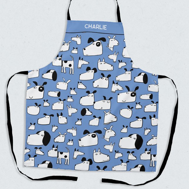 Tablier Chien personnalisé (Fun personalized name cartoon dogs apron)