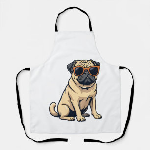 Tablier Chien Pug Dabbing Vintage avec Lunettes de Soleil