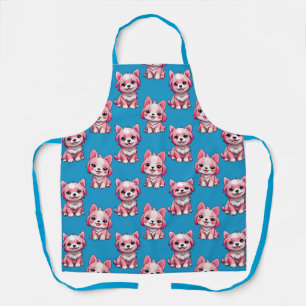 Tablier Chien rose Motif design - Bleu