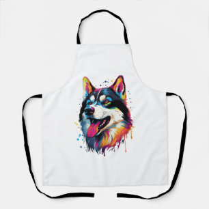 Tablier Chien sibérien Husky coloré dans le style PopArt
