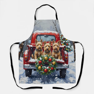 Tablier Chien Terrier Écossais Noël Camion Rouge Fêtes