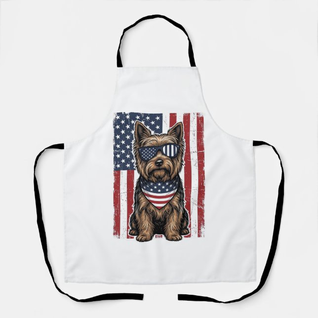 Tablier Chien Terrier Patriotique Dessin Vectoriel Drapeau (Recto)