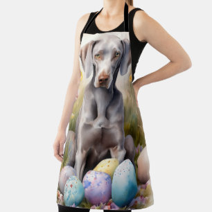 Tablier Chien Weimaraner avec Vacances d'Œufs de Pâques
