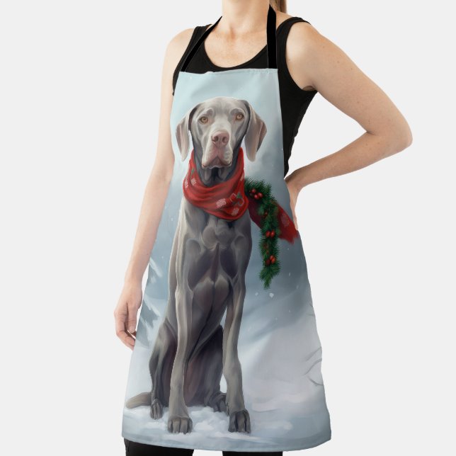 Tablier Chien Weimaraner dans la neige de Noël (Insitu)
