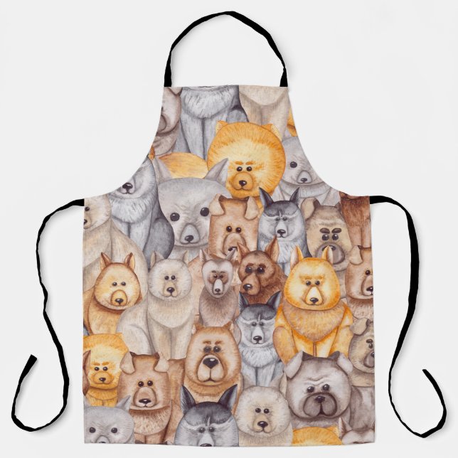 Tablier Chiens Aquarellés : Whimsical Seamless Fun (Recto)