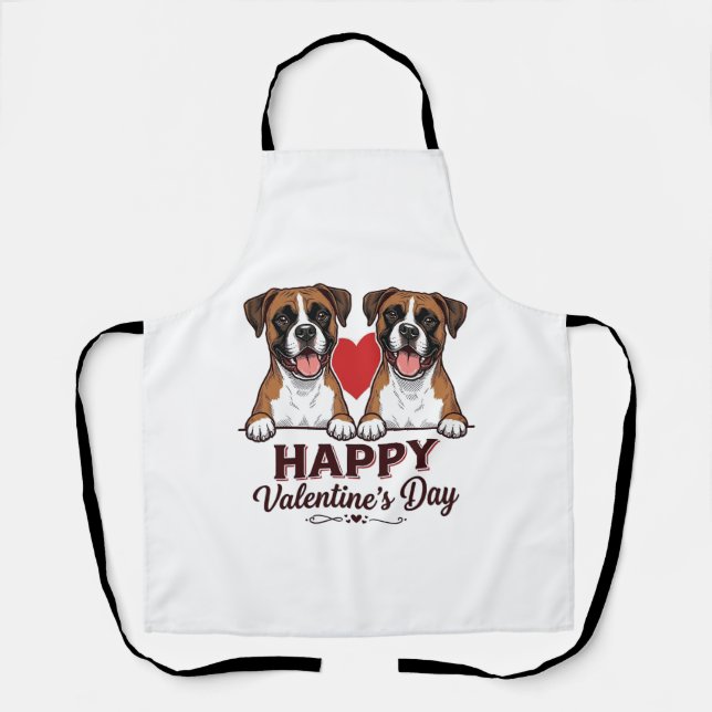 Tablier Chiens Boxer Joyeuse Saint-Valentin Vintage (Recto)